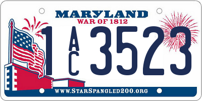 MD license plate 1AC3523