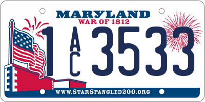 MD license plate 1AC3533