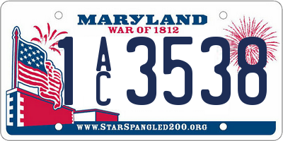MD license plate 1AC3538