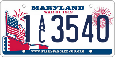 MD license plate 1AC3540