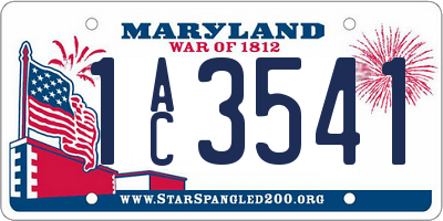 MD license plate 1AC3541