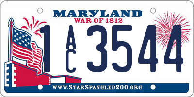 MD license plate 1AC3544