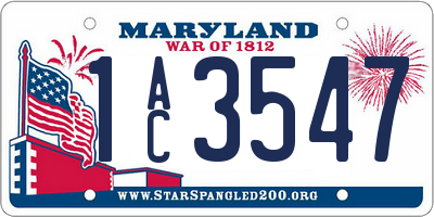 MD license plate 1AC3547