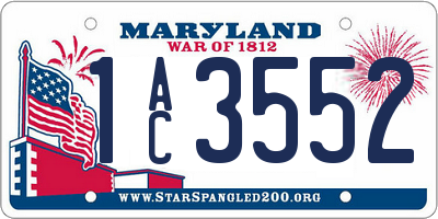 MD license plate 1AC3552