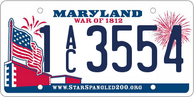 MD license plate 1AC3554