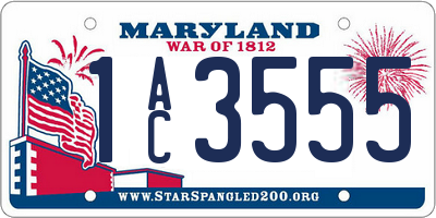 MD license plate 1AC3555