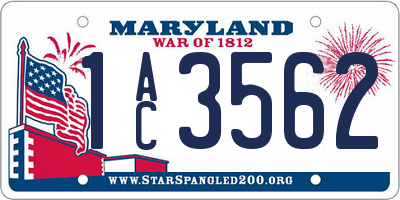 MD license plate 1AC3562
