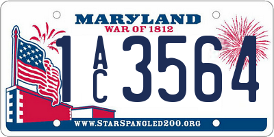 MD license plate 1AC3564