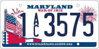 MD license plate 1AC3575