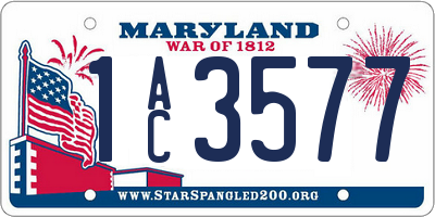 MD license plate 1AC3577