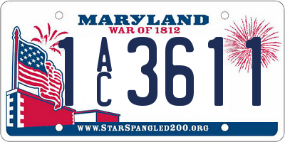 MD license plate 1AC3611