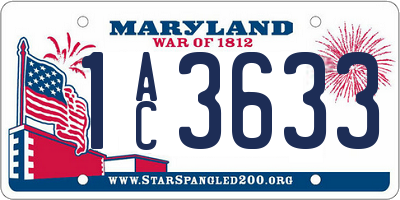 MD license plate 1AC3633