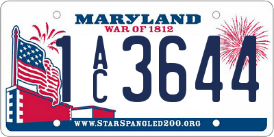 MD license plate 1AC3644