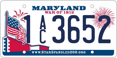 MD license plate 1AC3652