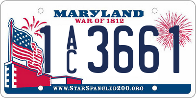 MD license plate 1AC3661