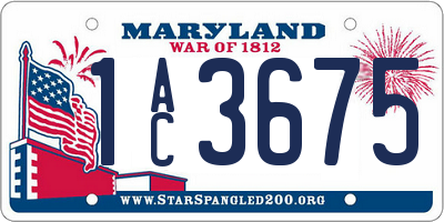 MD license plate 1AC3675