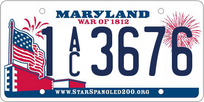 MD license plate 1AC3676