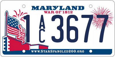 MD license plate 1AC3677