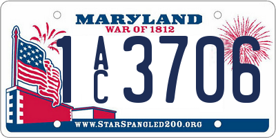 MD license plate 1AC3706