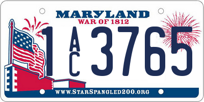 MD license plate 1AC3765