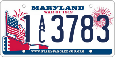 MD license plate 1AC3783