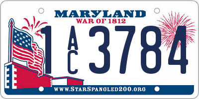 MD license plate 1AC3784