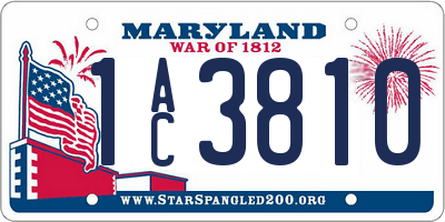 MD license plate 1AC3810