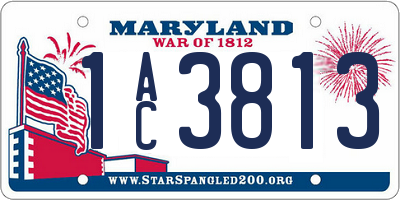 MD license plate 1AC3813