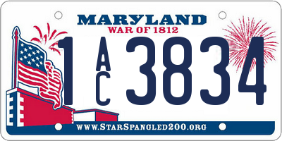 MD license plate 1AC3834