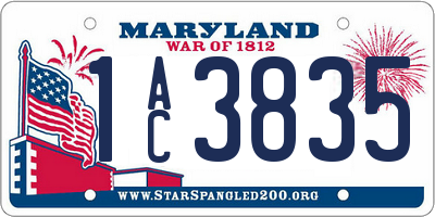 MD license plate 1AC3835