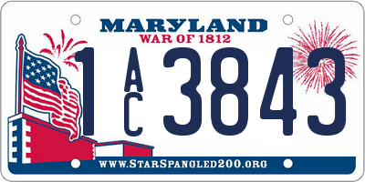 MD license plate 1AC3843