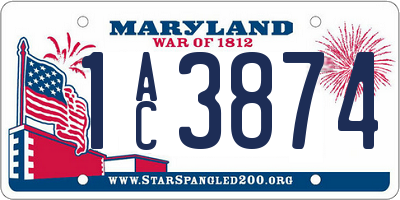 MD license plate 1AC3874