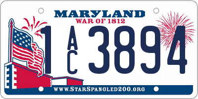 MD license plate 1AC3894