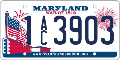MD license plate 1AC3903