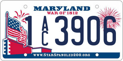 MD license plate 1AC3906