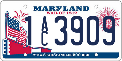 MD license plate 1AC3909