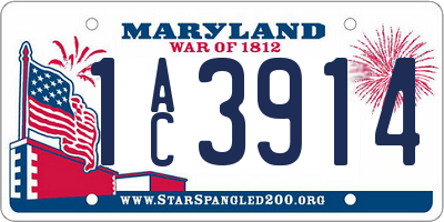 MD license plate 1AC3914