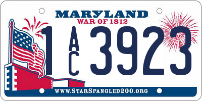 MD license plate 1AC3923