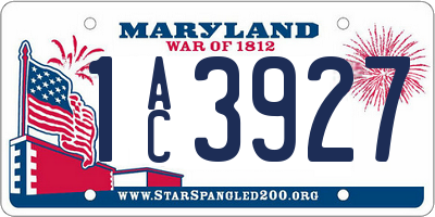 MD license plate 1AC3927