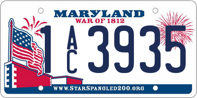 MD license plate 1AC3935