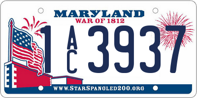 MD license plate 1AC3937
