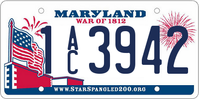 MD license plate 1AC3942