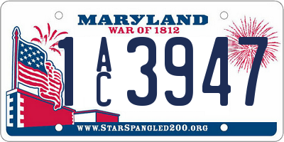 MD license plate 1AC3947