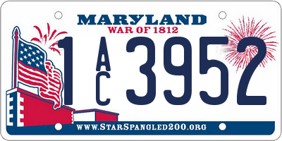 MD license plate 1AC3952