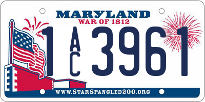 MD license plate 1AC3961