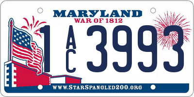 MD license plate 1AC3993