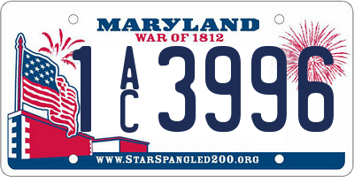 MD license plate 1AC3996