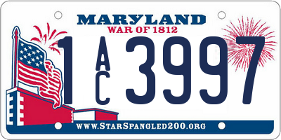 MD license plate 1AC3997