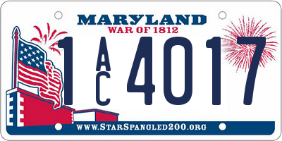 MD license plate 1AC4017