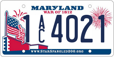 MD license plate 1AC4021